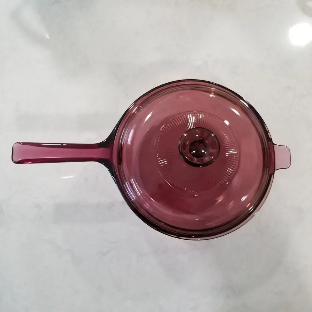CorningWare Visions Cranberry 2.5L Saucepan w/ Lid – No Chips or Cracks